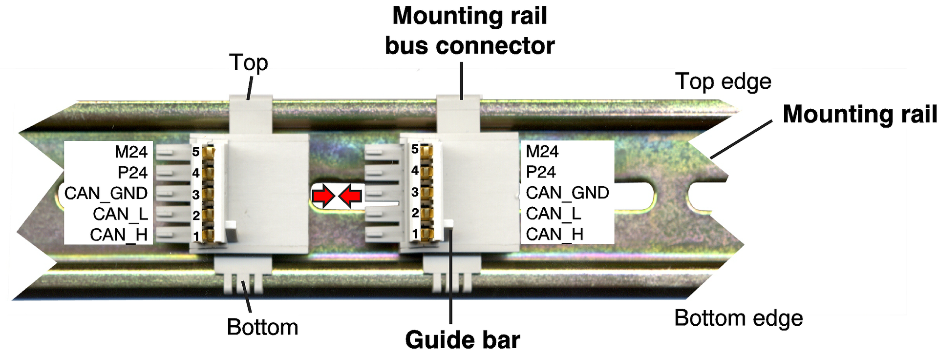 Image: Mounting rail with 2 bus connectors